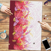 Hawaii Tropical Plant Akala Puzzle Vibrant Polynesian Pattern