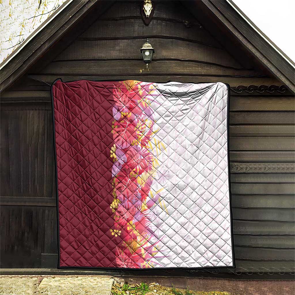 Hawaii Tropical Plant Akala Quilt Vibrant Polynesian Pattern