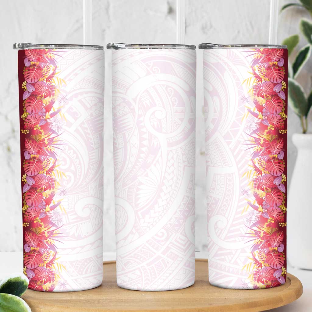 Hawaii Tropical Plant Akala Skinny Tumbler Vibrant Polynesian Pattern