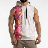 Hawaii Tropical Plant Akala Sleeveless Hoodie Vibrant Polynesian Pattern