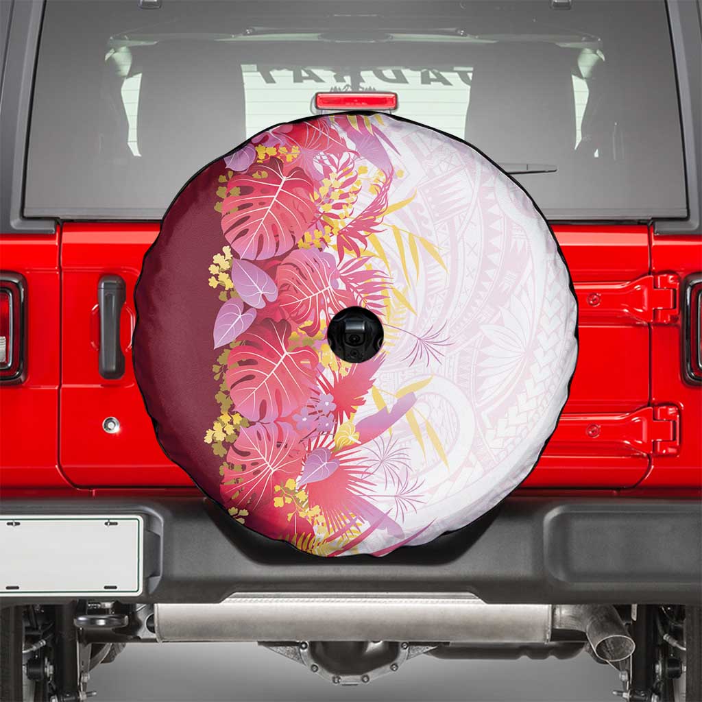 Hawaii Tropical Plant Akala Spare Tire Cover Vibrant Polynesian Pattern