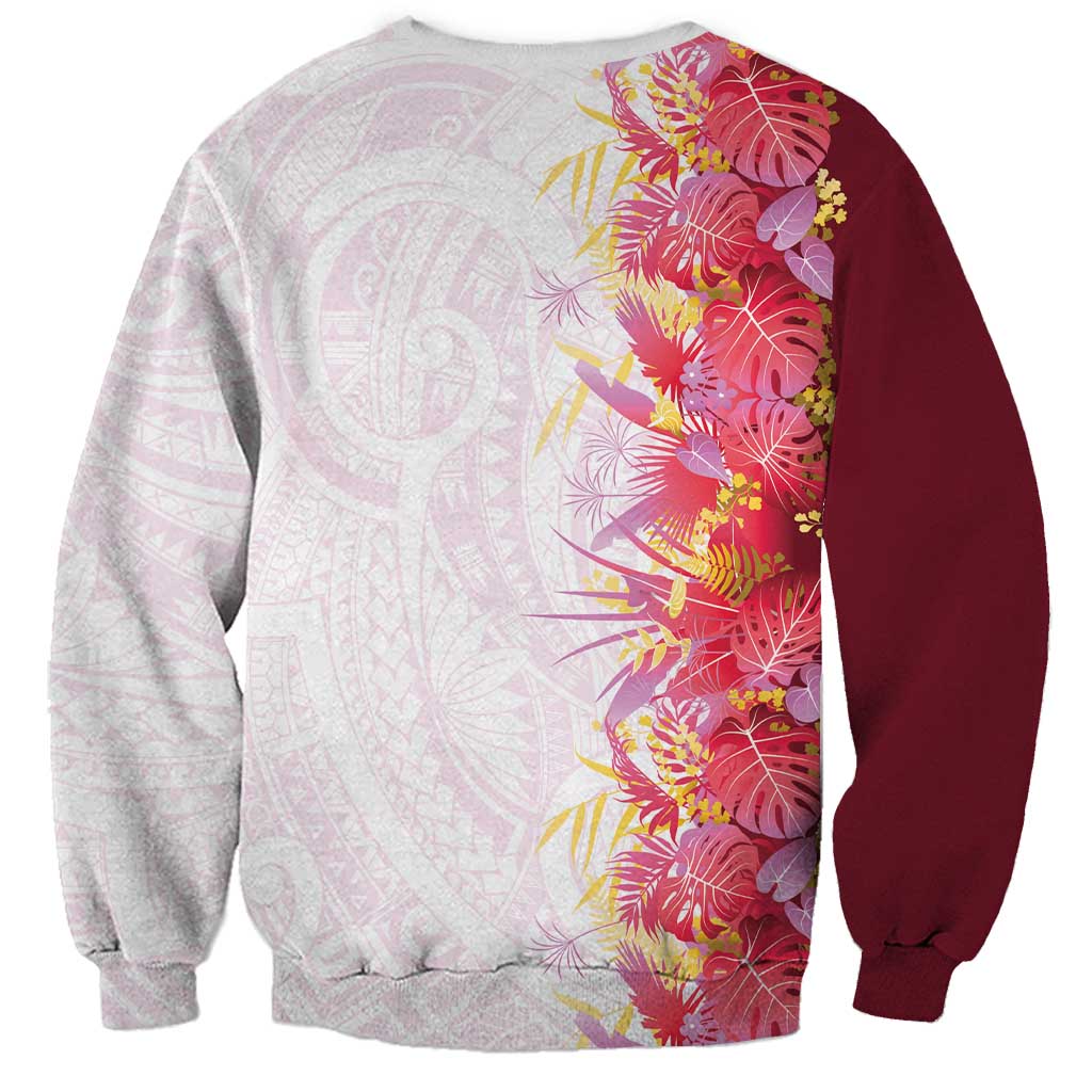 Hawaii Tropical Plant Akala Sweatshirt Vibrant Polynesian Pattern