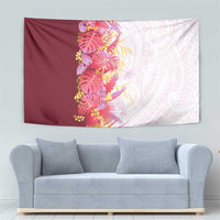 Hawaii Tropical Plant Akala Tapestry Vibrant Polynesian Pattern