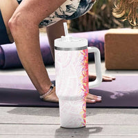 Hawaii Tropical Plant Akala Tumbler With Handle Vibrant Polynesian Pattern