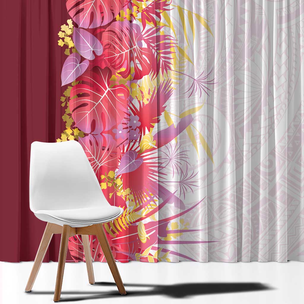 Hawaii Tropical Plant Akala Window Curtain Vibrant Polynesian Pattern
