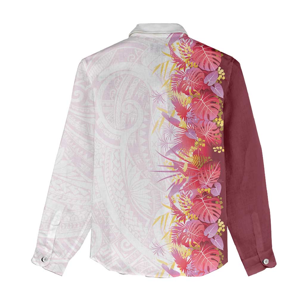 Hawaii Tropical Plant Akala Women Casual Shirt Vibrant Polynesian Pattern