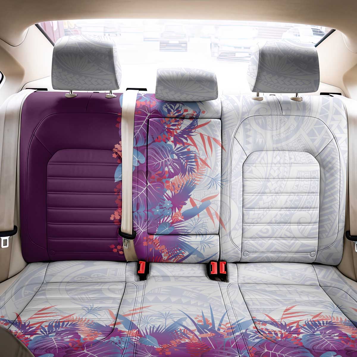 Hawaii Tropical Plant Poni Back Car Seat Cover Vibrant Polynesian Pattern