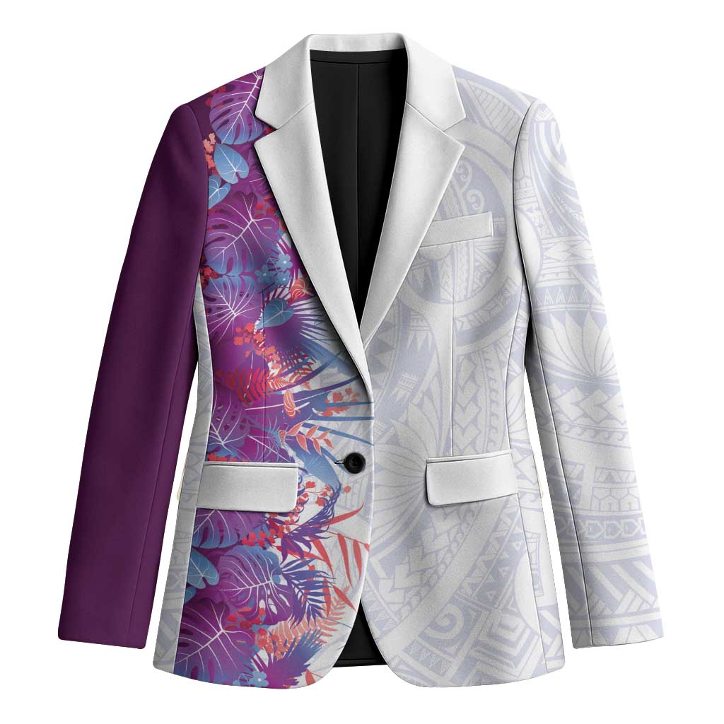 Hawaii Tropical Plant Poni Blazer Vibrant Polynesian Pattern