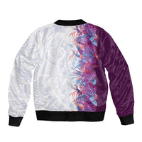 Hawaii Tropical Plant Poni Bomber Jacket Vibrant Polynesian Pattern