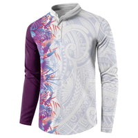Hawaii Tropical Plant Poni Button Sweatshirt Vibrant Polynesian Pattern