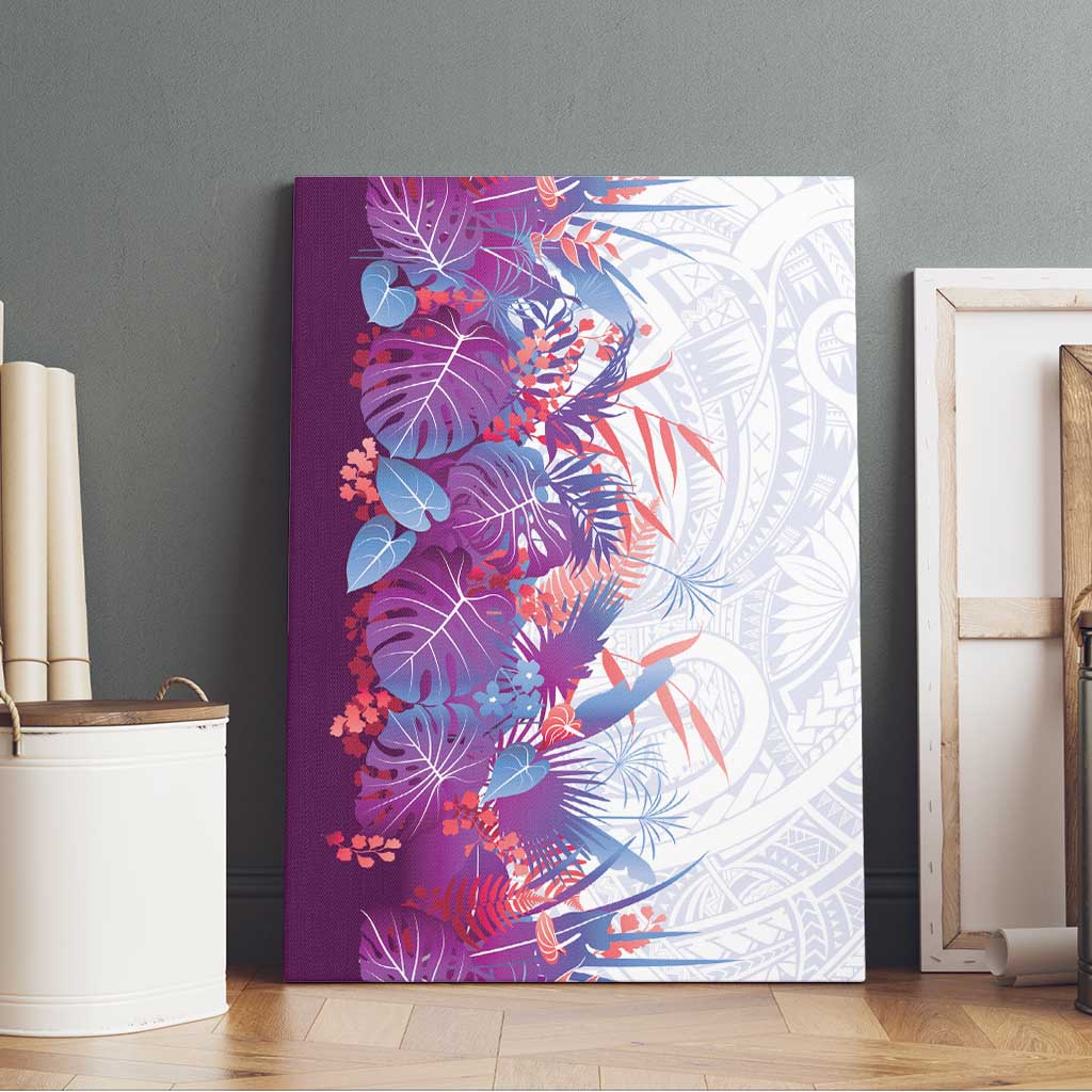 Hawaii Tropical Plant Poni Canvas Wall Art Vibrant Polynesian Pattern