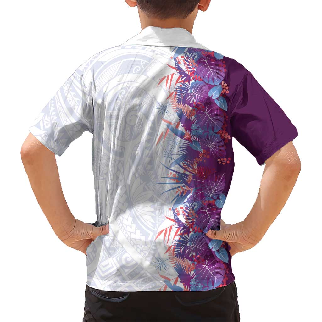 Hawaii Tropical Plant Poni Family Matching Long Sleeve Bodycon Dress and Hawaiian Shirt Vibrant Polynesian Pattern