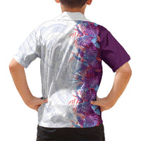 Hawaii Tropical Plant Poni Family Matching Mermaid Dress and Hawaiian Shirt Vibrant Polynesian Pattern
