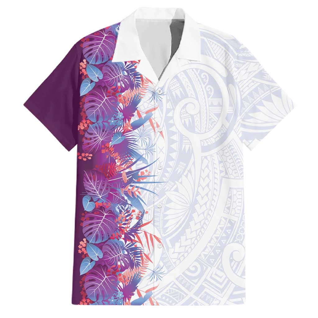 Hawaii Tropical Plant Poni Family Matching Mermaid Dress and Hawaiian Shirt Vibrant Polynesian Pattern