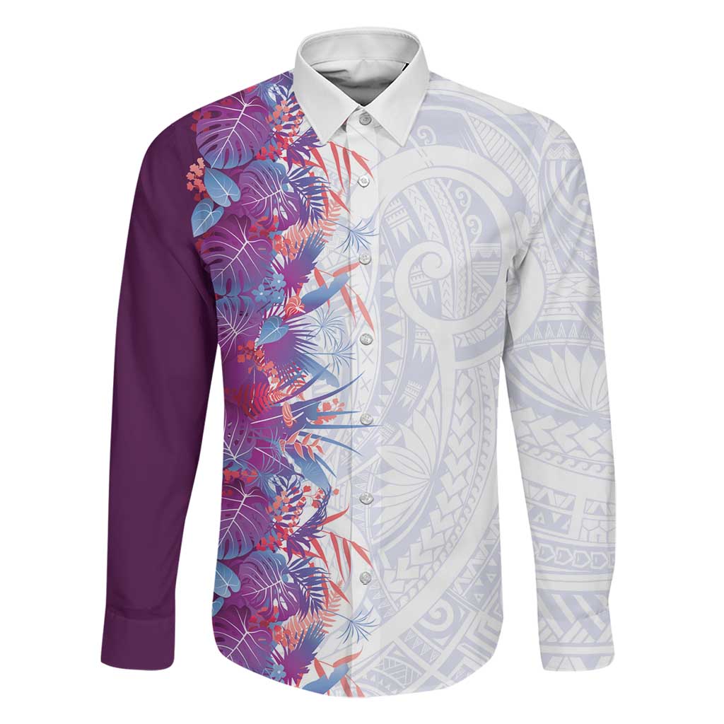 Hawaii Tropical Plant Poni Family Matching Mermaid Dress and Hawaiian Shirt Vibrant Polynesian Pattern
