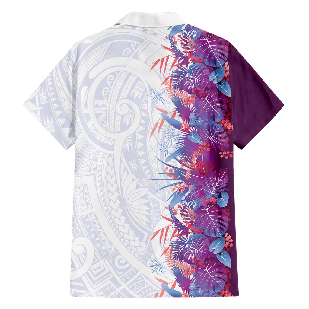 Hawaii Tropical Plant Poni Family Matching Summer Maxi Dress and Hawaiian Shirt Vibrant Polynesian Pattern