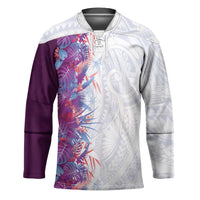 Hawaii Tropical Plant Poni Hockey Jersey Vibrant Polynesian Pattern