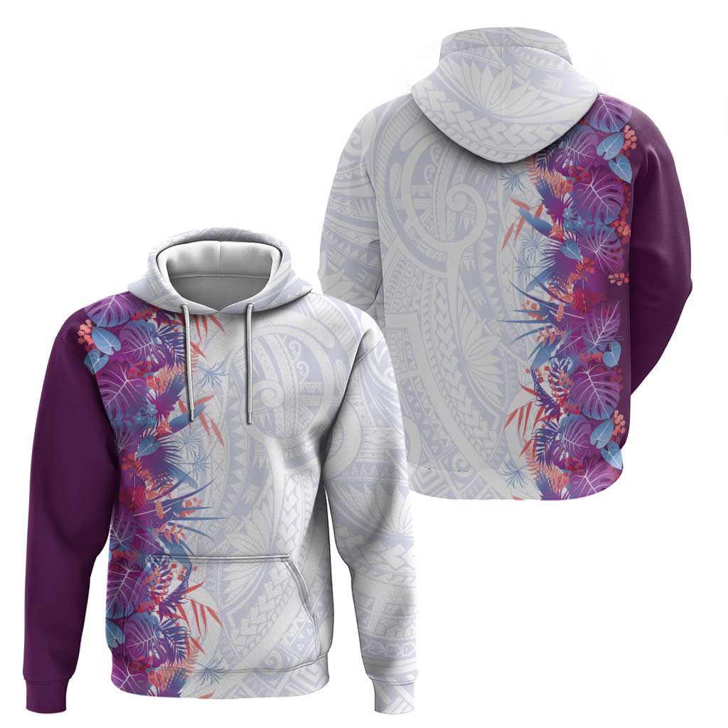 Hawaii Tropical Plant Poni Hoodie Vibrant Polynesian Pattern