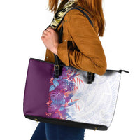Hawaii Tropical Plant Poni Leather Tote Bag Vibrant Polynesian Pattern