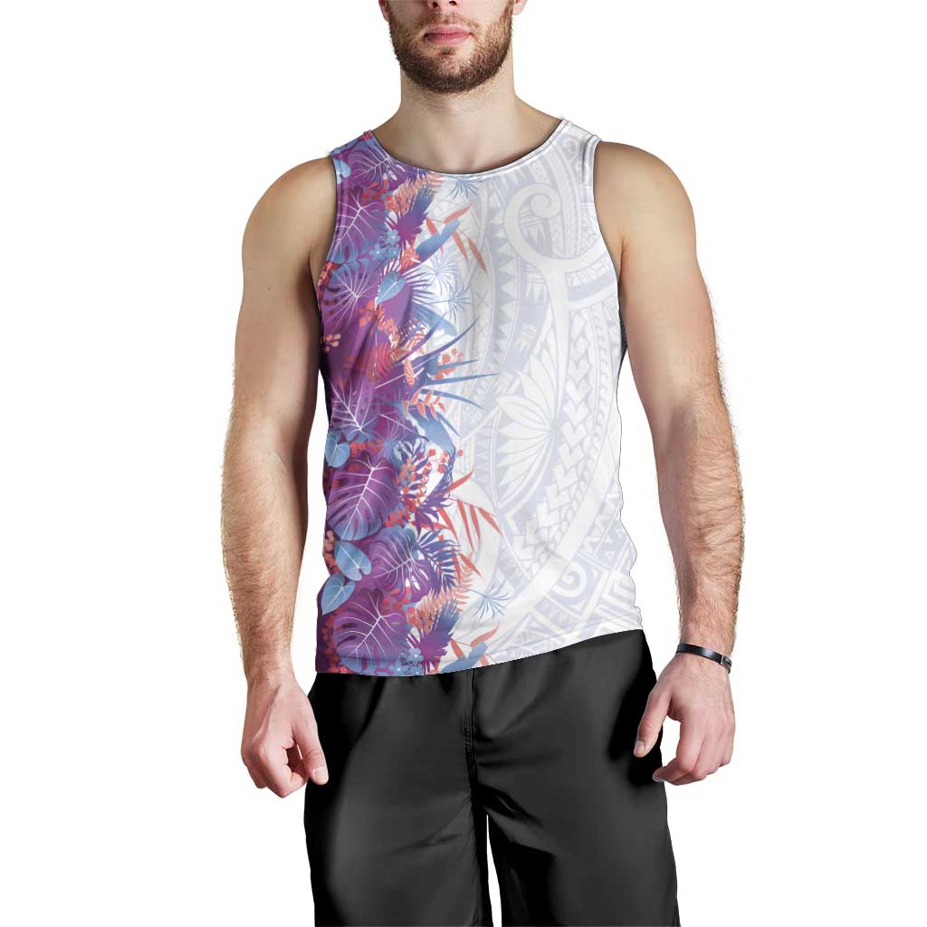 Hawaii Tropical Plant Poni Men Tank Top Vibrant Polynesian Pattern