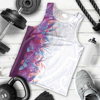 Hawaii Tropical Plant Poni Men Tank Top Vibrant Polynesian Pattern
