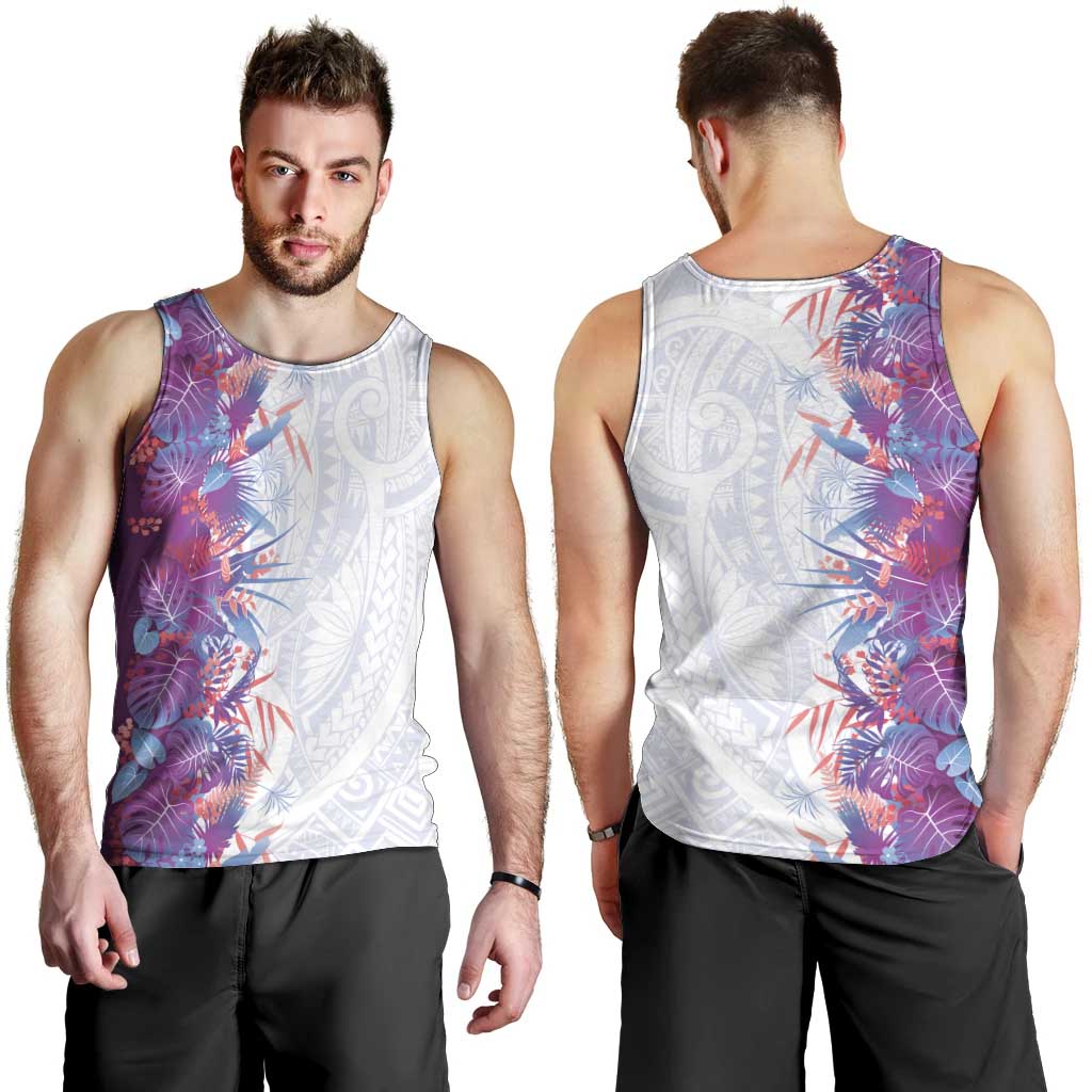 Hawaii Tropical Plant Poni Men Tank Top Vibrant Polynesian Pattern
