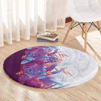 Hawaii Tropical Plant Poni Round Carpet Vibrant Polynesian Pattern