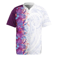 Hawaii Tropical Plant Poni Rugby Jersey Vibrant Polynesian Pattern