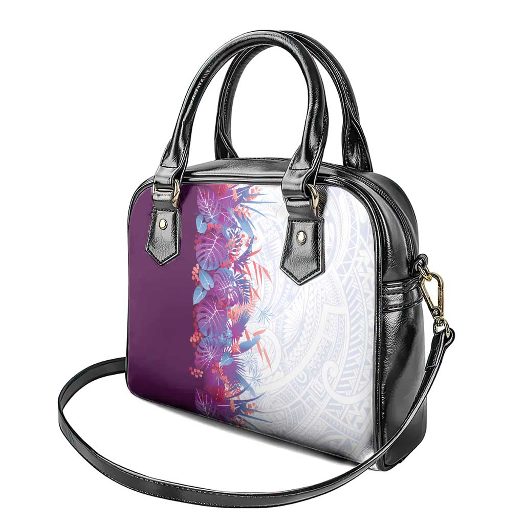Hawaii Tropical Plant Poni Shoulder Handbag Vibrant Polynesian Pattern