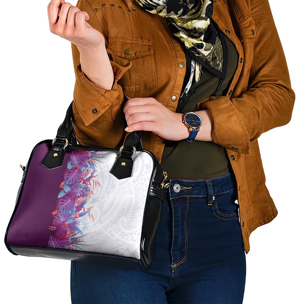 Hawaii Tropical Plant Poni Shoulder Handbag Vibrant Polynesian Pattern