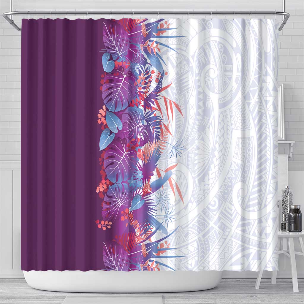 Hawaii Tropical Plant Poni Shower Curtain Vibrant Polynesian Pattern
