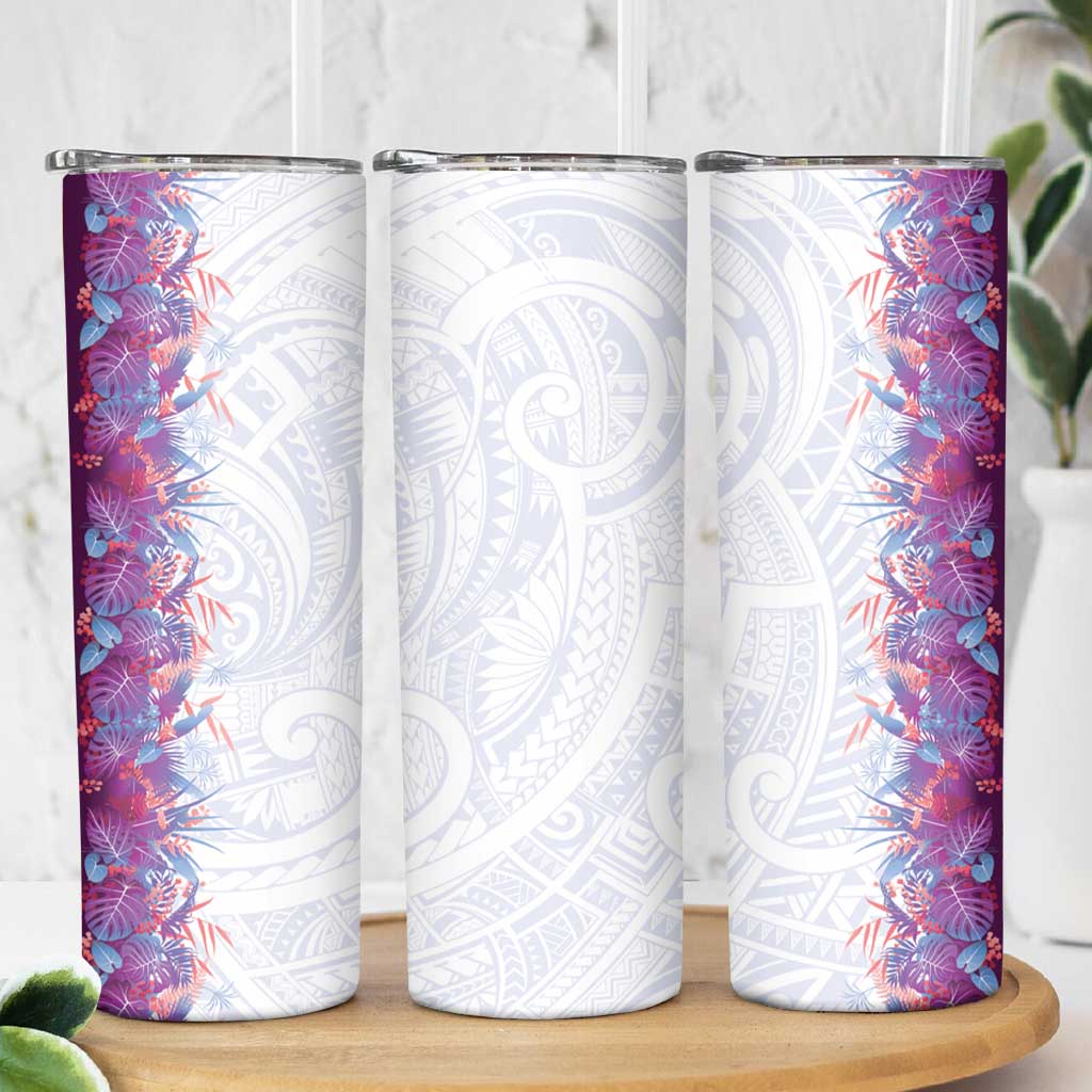 Hawaii Tropical Plant Poni Skinny Tumbler Vibrant Polynesian Pattern