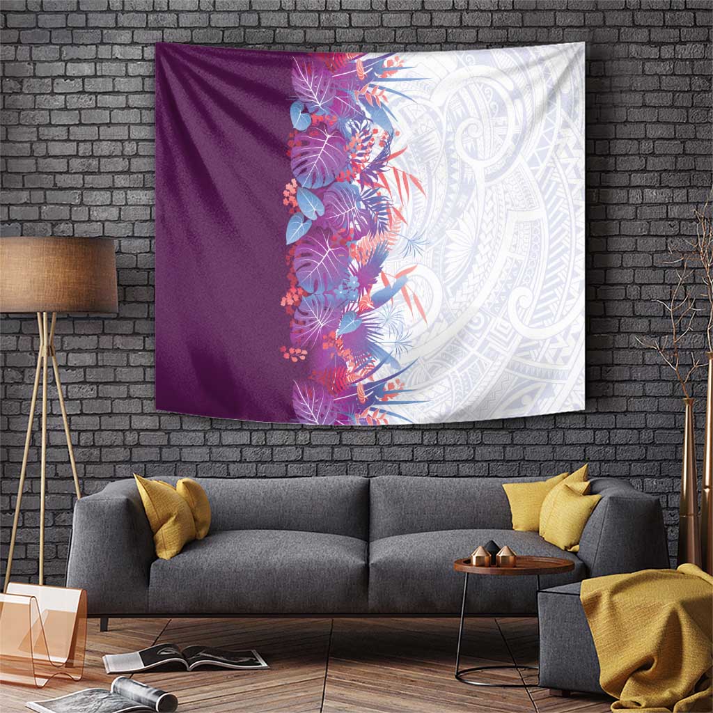 Hawaii Tropical Plant Poni Tapestry Vibrant Polynesian Pattern