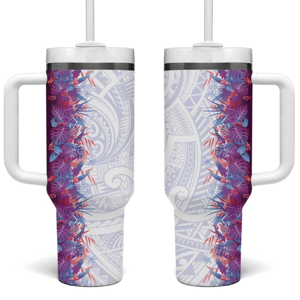 Hawaii Tropical Plant Poni Tumbler With Handle Vibrant Polynesian Pattern