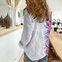 Hawaii Tropical Plant Poni Women Casual Shirt Vibrant Polynesian Pattern