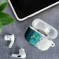 Hawaii Tropical Plant Teal AirPods Case Vibrant Polynesian Pattern