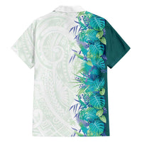 Hawaii Tropical Plant Teal Hawaiian Shirt Vibrant Polynesian Pattern