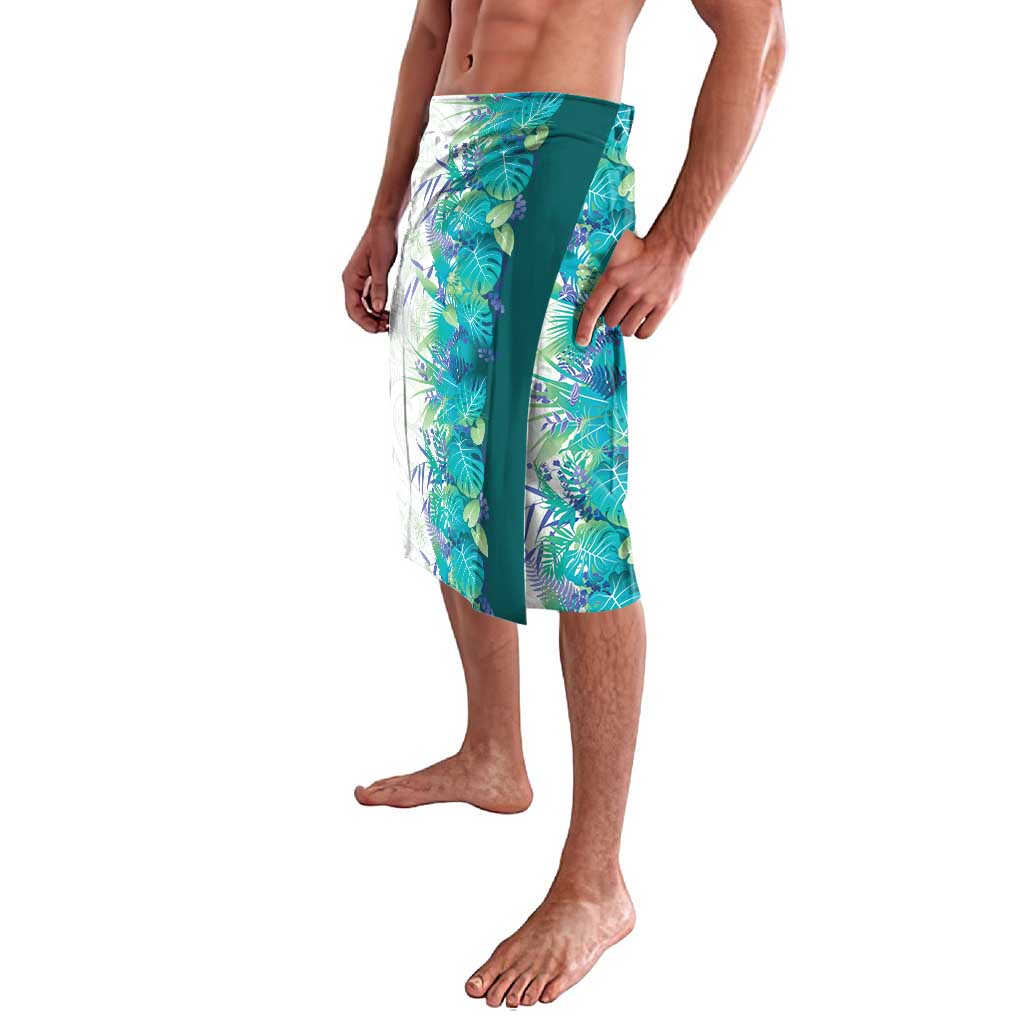 Hawaii Tropical Plant Teal Lavalava Vibrant Polynesian Pattern