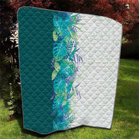 Hawaii Tropical Plant Teal Quilt Vibrant Polynesian Pattern