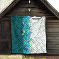 Hawaii Tropical Plant Teal Quilt Vibrant Polynesian Pattern