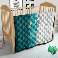 Hawaii Tropical Plant Teal Quilt Vibrant Polynesian Pattern