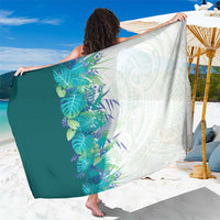 Hawaii Tropical Plant Teal Sarong Vibrant Polynesian Pattern
