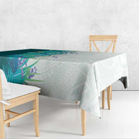 Hawaii Tropical Plant Teal Tablecloth Vibrant Polynesian Pattern