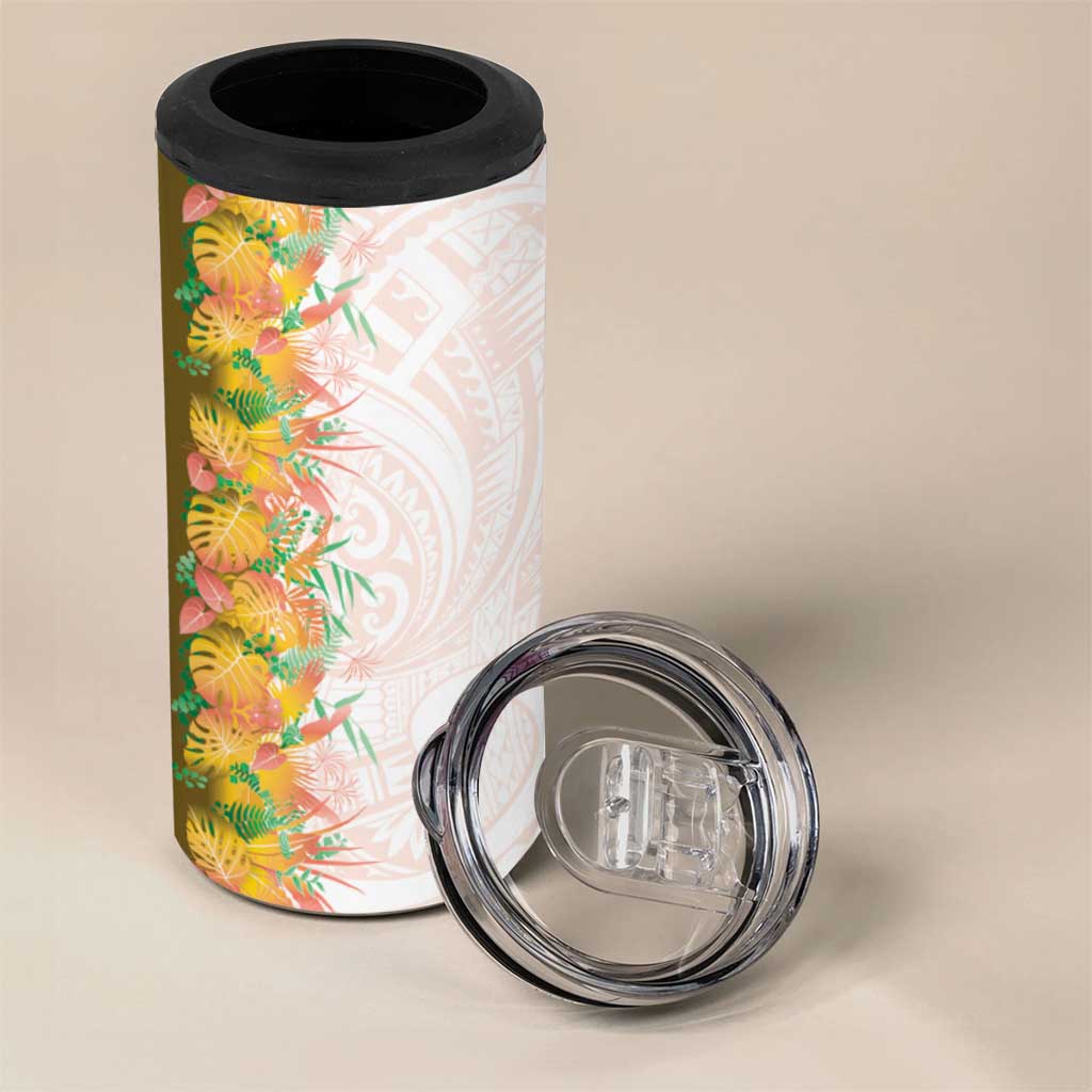Hawaii Tropical Plant Lenalena 4 in 1 Can Cooler Tumbler Vibrant Polynesian Pattern