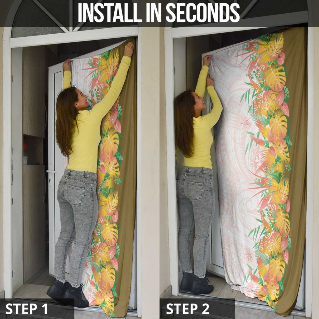 Hawaii Tropical Plant Lenalena Door Cover Vibrant Polynesian Pattern