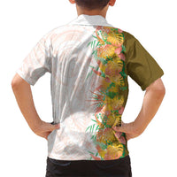 Hawaii Tropical Plant Lenalena Family Matching Long Sleeve Bodycon Dress and Hawaiian Shirt Vibrant Polynesian Pattern