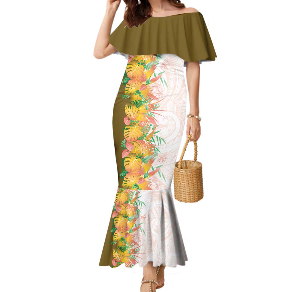 Hawaii Tropical Plant Lenalena Family Matching Mermaid Dress and Hawaiian Shirt Vibrant Polynesian Pattern