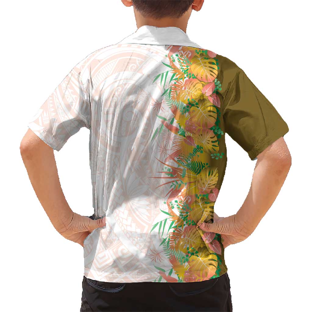 Hawaii Tropical Plant Lenalena Family Matching Off The Shoulder Long Sleeve Dress and Hawaiian Shirt Vibrant Polynesian Pattern LT01 - Polynesian Pride