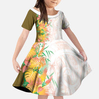 Hawaii Tropical Plant Lenalena Family Matching Puletasi and Hawaiian Shirt Vibrant Polynesian Pattern