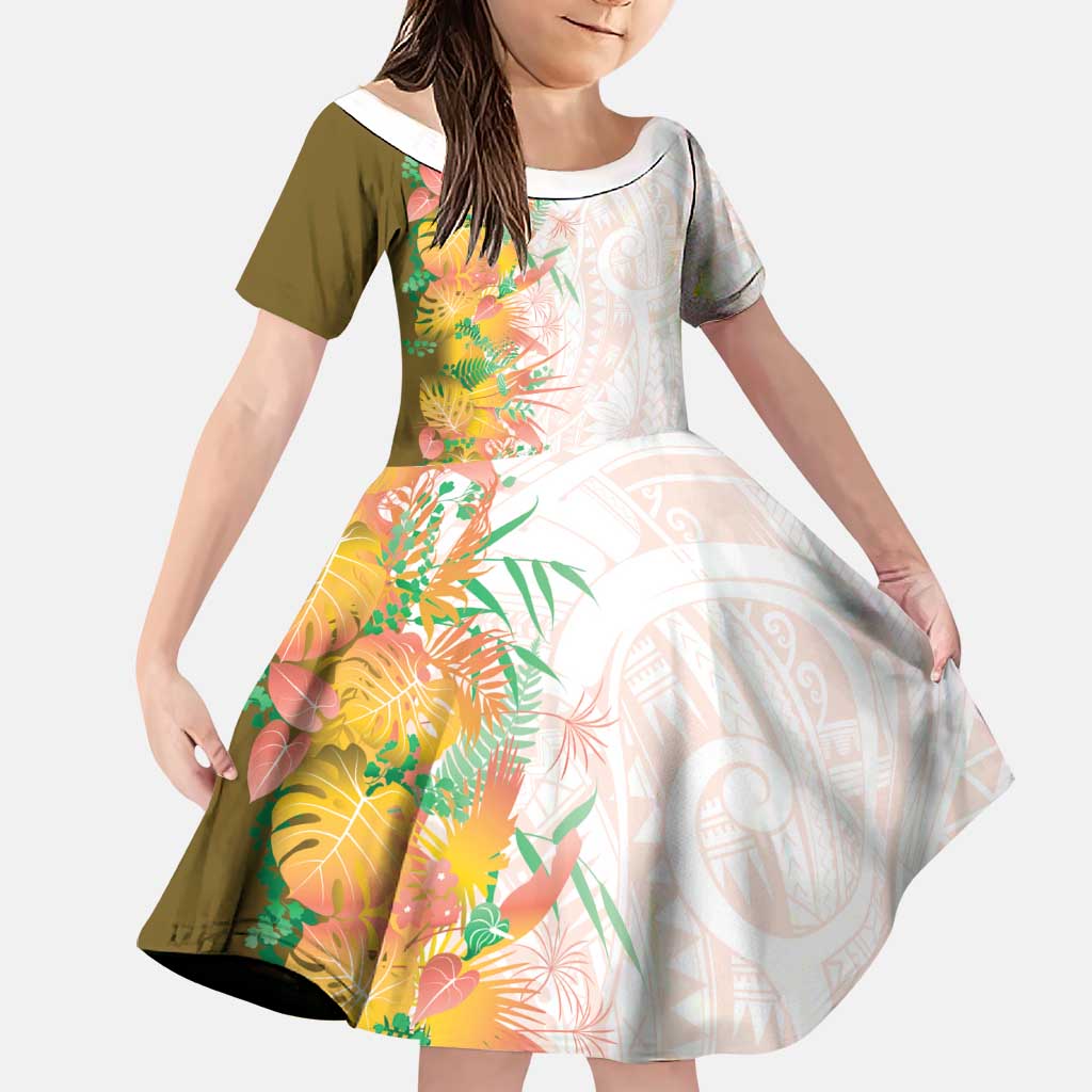 Hawaii Tropical Plant Lenalena Family Matching Summer Maxi Dress and Hawaiian Shirt Vibrant Polynesian Pattern